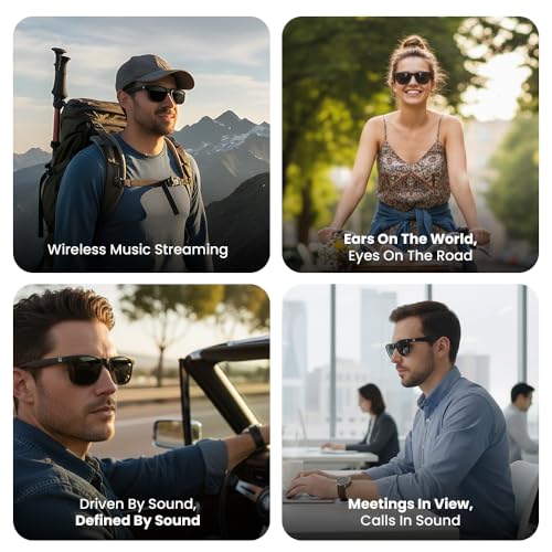 Image of Toreto Node Smart Audio Sunglasses with Bluetooth 5.3, Hands-Free Calling, Inbuilt Microphone, Smart Touch Control, 360 Immersive Audio, Type C Charging