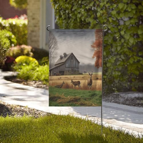 Drapeau de jardin extérieur double face motif cerf grand format