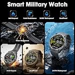 Montre intelligente militaire pour hommes avec GPS, Appel Bluetooth de 1,43 po AMOLED, Lampe de poche LED, Montre tactique robuste pour Android iOS, Suivi de fitness étanche 3ATM avec podomètre fréquence cardiaque