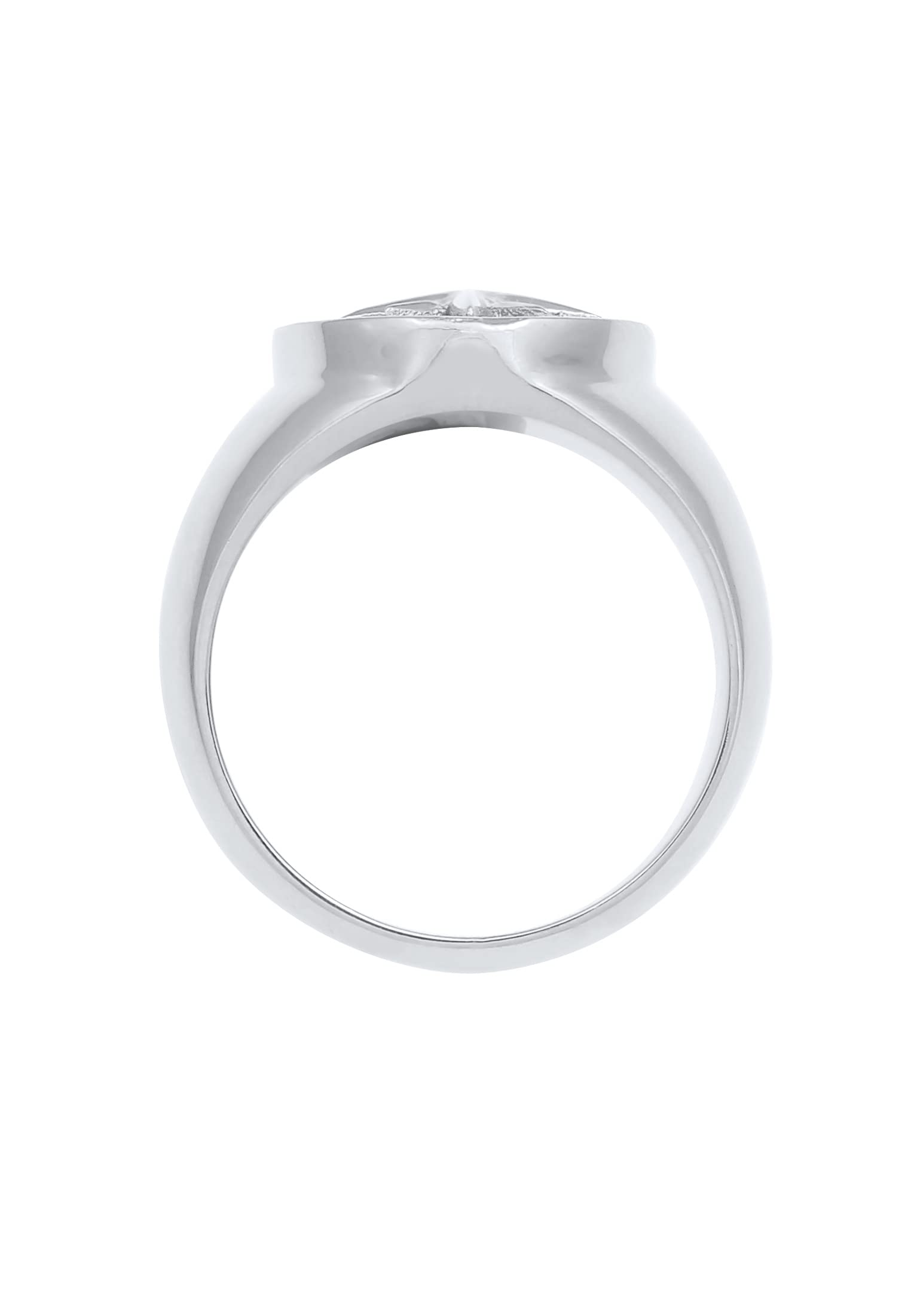 Kuzzoi Siegelring Herrenring rund massiv 15 mm 925 Silber schwarz | oxidiert mit Kompass Symbol Ring für Männer in der Ringgröße 60 - 66