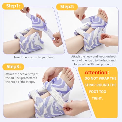 Image of 3D Heel Protector With Strap to Elevation Foot for Pressure Sores | Ankle Pillow Cushions for Bed Sores and Heel Pain Relief,Suitable for Elderly or Bedridden (Blue Stripe Pattern,1PC)