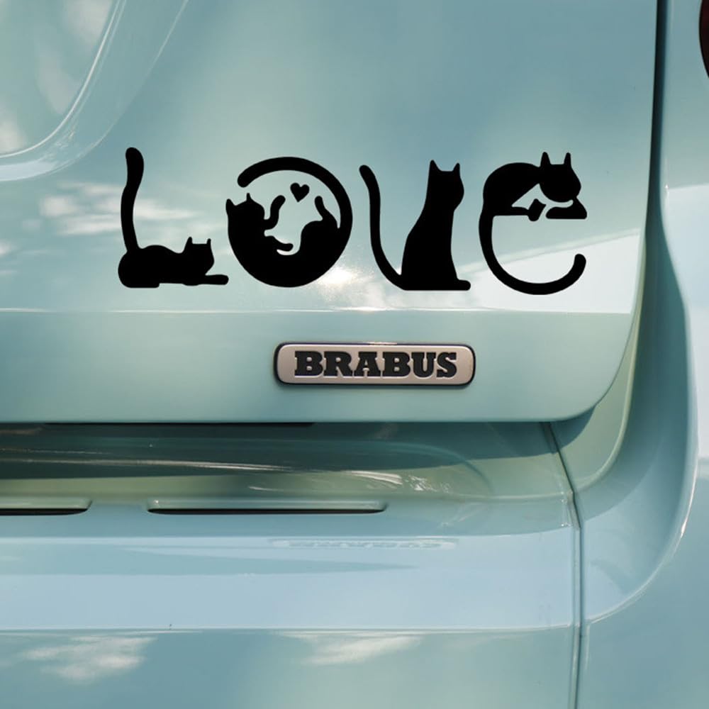 TATACLEA 車ステッカー デカール 猫 LOVEの猫 カーステッカー 防水 車窓の装飾用品 車 個性クリエイティブ カーステッカー オートバイ デカール PVC (2 CATS + LOVE)