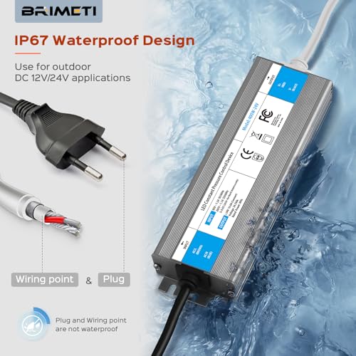 BRIMETI LED Transformator 24V 150W Sterownik LED IP67 Zasilacz 6.25A Wejście Transformatora AC 220V na DC 24V Napięcie Sterownik Stałego Napięcia Transformator Niskiego Napięcia Niskonapięciowy