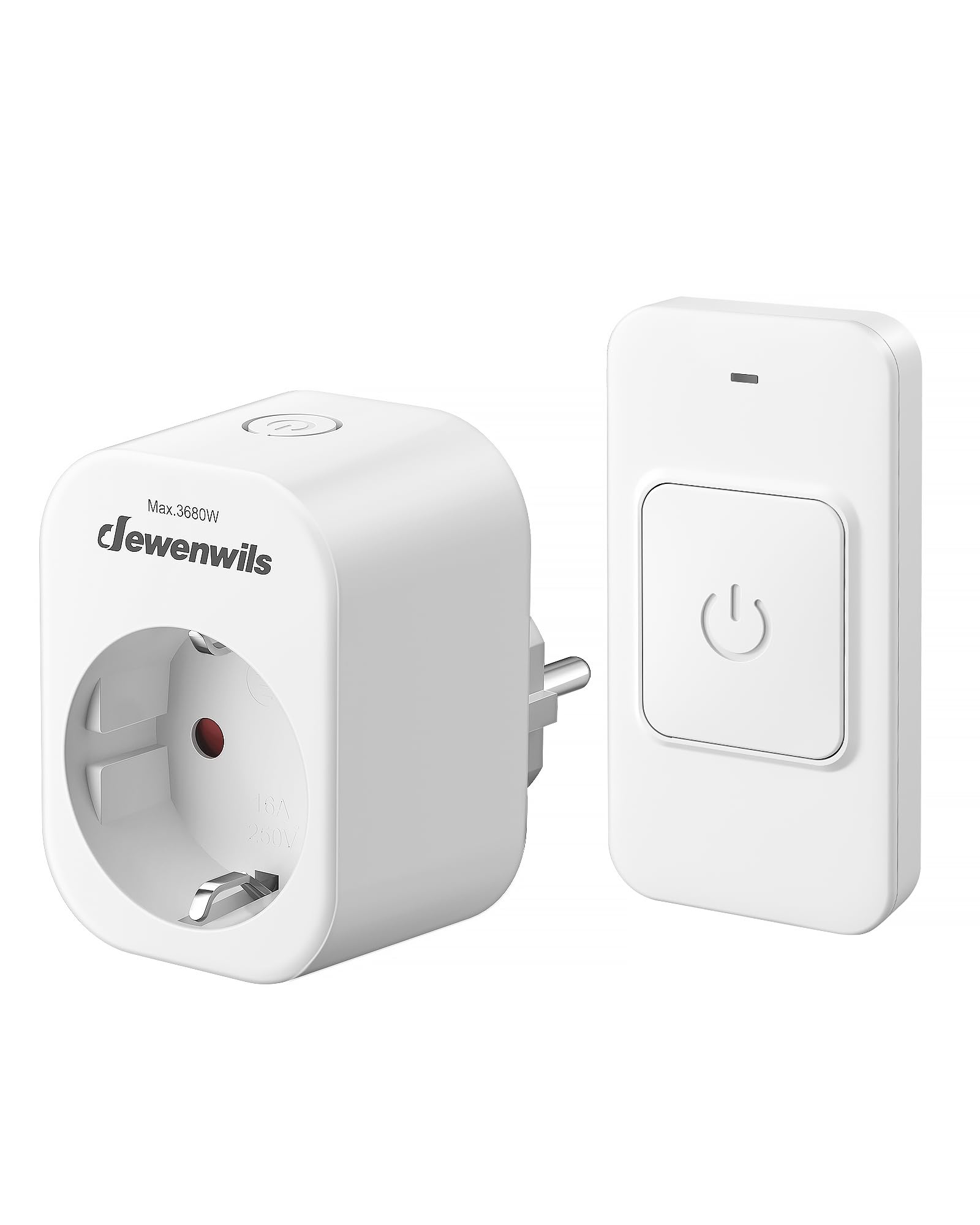 DEWENWILS Funksteckdosen mit Fernbedienung, 3680 W, Magnetische Ein-Tasten-Schalter, 30 m Reichweite, Vorprogrammiert, kabelloses Steckdosen-Set für Lampen, Haushaltsgeräte, Weiß