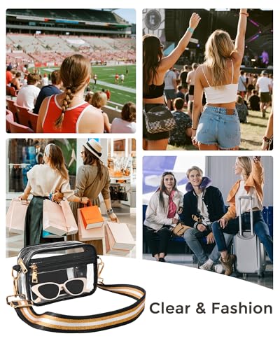 Image of BS-VOG Clear Crossbody Bag Stadium Approved, Clear Purses for Women, Small Stadium Bag for Events Concerts Sports Fans