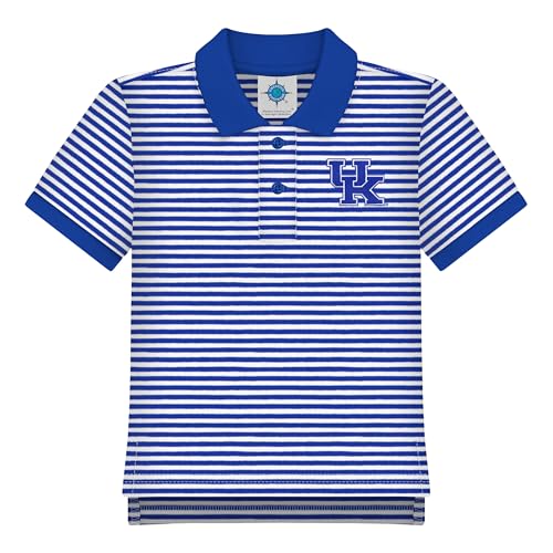 College Baby Kentucky Wildcats Toddler Unisex Royal/White Striped Polo Shirt Short Sleeve - Embroidered Logo, Size 2T
