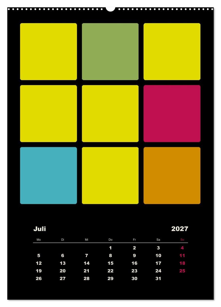 Fotokalender FARBFLÄCHEN (hochwertiger Premium Wandkalender 2027 DIN A2 hoch), Kunstdruck in Hochglanz: Foto-Collagen auf farbigen Quadraten (CALVENDO Hobbys)