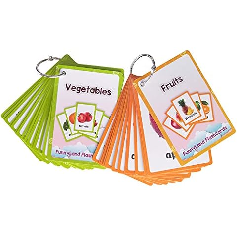 Fruits,Vegetables 2 Sets of English Flash Cards Kids Pocket Card Learning Baby Toys for Children Pre-Kindergarten Cover