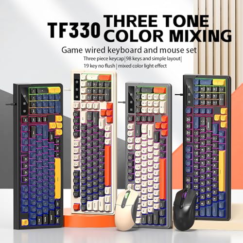 Claviers à cordon USB de couleurs mélangées à 98 touches RVB