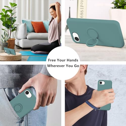 Coque iPhone 16e en silicone liquide doublure microfibre douce vert foncé - 7