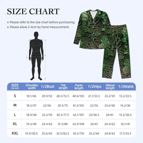 Pyjama homme imprimé serpent vert 2 pièces à manches longues - 3