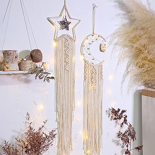 Atrapasueños de búho tejido a mano en hilo de algodón natural para decoración bohemia 7