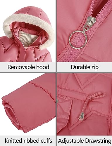 SEAUR Kids Winter Coats Toddler Hooded Coat Girls Windproof Winter Jacket Warm Zipper Jacket Thick Thermal Fleece Lined Coat3