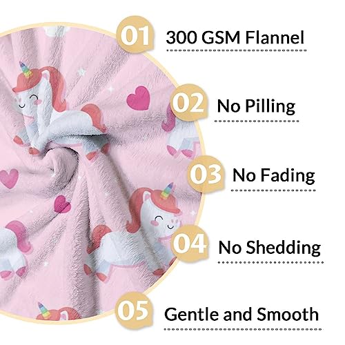 Unicorn Blanket Gifts - 60"x80" Cute Throw for Girls & Women - Pink Soft Fuzzy Blankets for Bed, Couch & Living Room