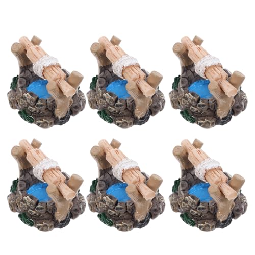 YARNOW Lot de 6 Puits Miniatures en Résine Vintage, Décor Micro-paysager Réaliste, Accessoires pour Jardin Miniature et Table à Sable, Ornements pour Aménagement Extérieur, Sculpture