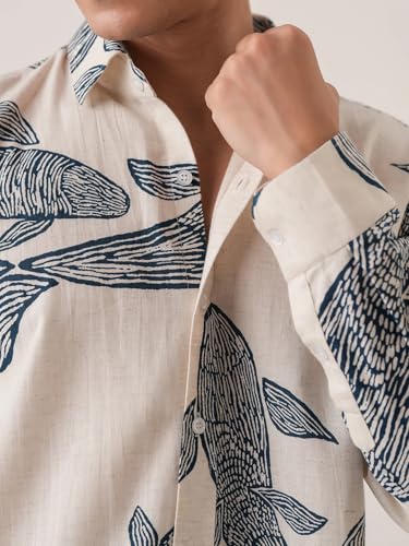 Image of Pinkmint Men Printed Cotton Flex Shirt | Stylish Designer | Regular Fit Floral & Abstract Print Shirt for Men (Available in Plus Size)