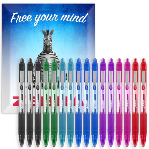 Stylos rétractables Zebra Z-Grip anti-bavures lot de 16 pointe 1mm encre fluide