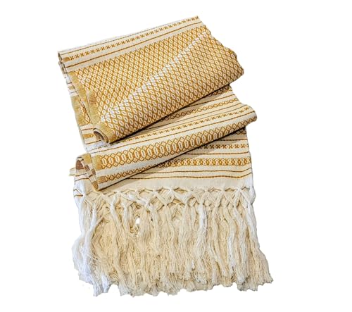 ALKIMIA INC Mexican Handmade Cotton Dotted Rebozo Shawl (Honey)