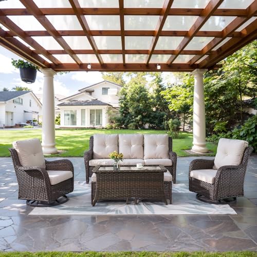 Belord Wicker Outdoor Furniture Patio Furniture Set - 6 Piece Patio...