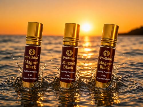 Image of Magnet Black Attar Roll-On Perfume Oil 8 ml x 3 | Alcohol Free | Long Lasting Rich Fragrance | Men & Women | Pocket Size Travel Friendly Roll On | Daily Wear Fragrance - Pack of 3