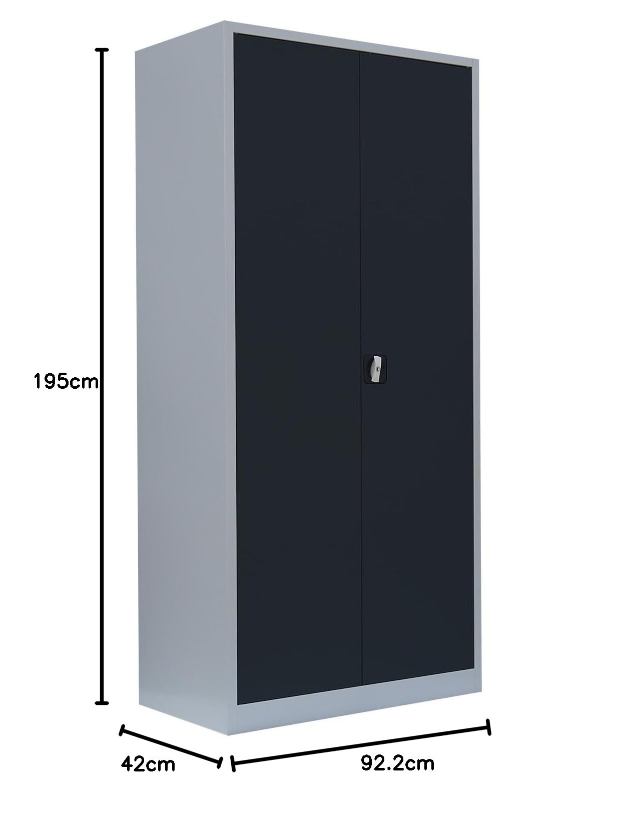 Flügeltürenschrank komplett montiert Metallschrank abschließbar anthrazit 195x92x42cm (HxBxT) Lagerschrank Aktenschrank 4 Fachböden 530348