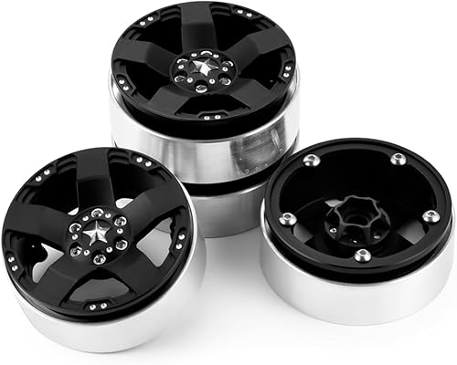 Miniatura 6 de MOHERO Llantas de aluminio Beadlock de 2.2 pulgadas para 1/10 Crawler Wraith 90018 RC Model Car Pack de 4 (negro)