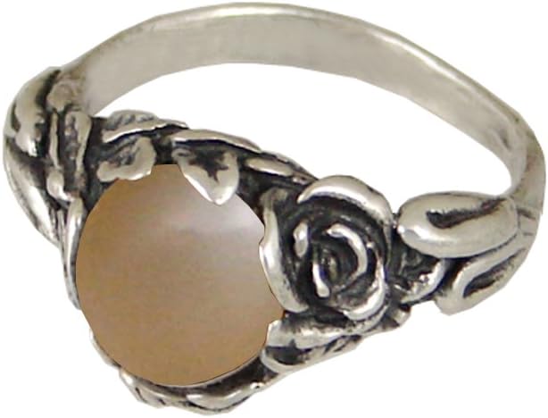 A Sweet Sterling Silver Rose Ring with Peach Moonstone Made in America