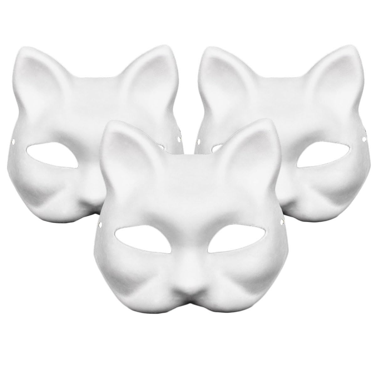 Aqearl DIY Paper Mache Mask - White Craft Mask, Paintable for Halloween, Mardi Gras, Masquerade - Cat