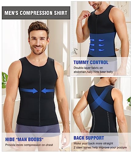 Eleady Compression Shirts for Men Zipper Vest Body Shaper Slimmer Undershirts3