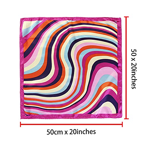 Allegra K Flower Print Stripe Square Neck Scarves Geometry Scarf Kerchief Neckerchief for Women3