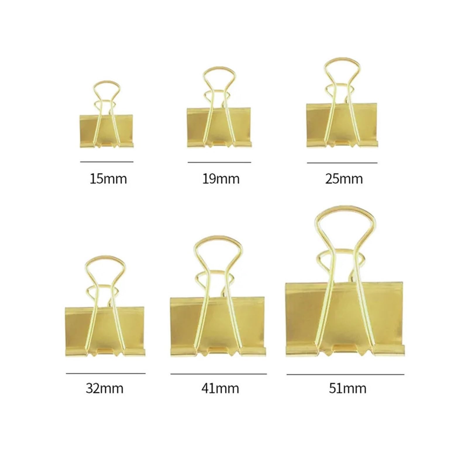 Foldback Klammern 100 Stück goldene Papierklammern aus Metall | Papierbinderklammer, Büroklammern, Mini-Binderklammern for Büro, Zuhause, Schule, Unternehmen(25mm)