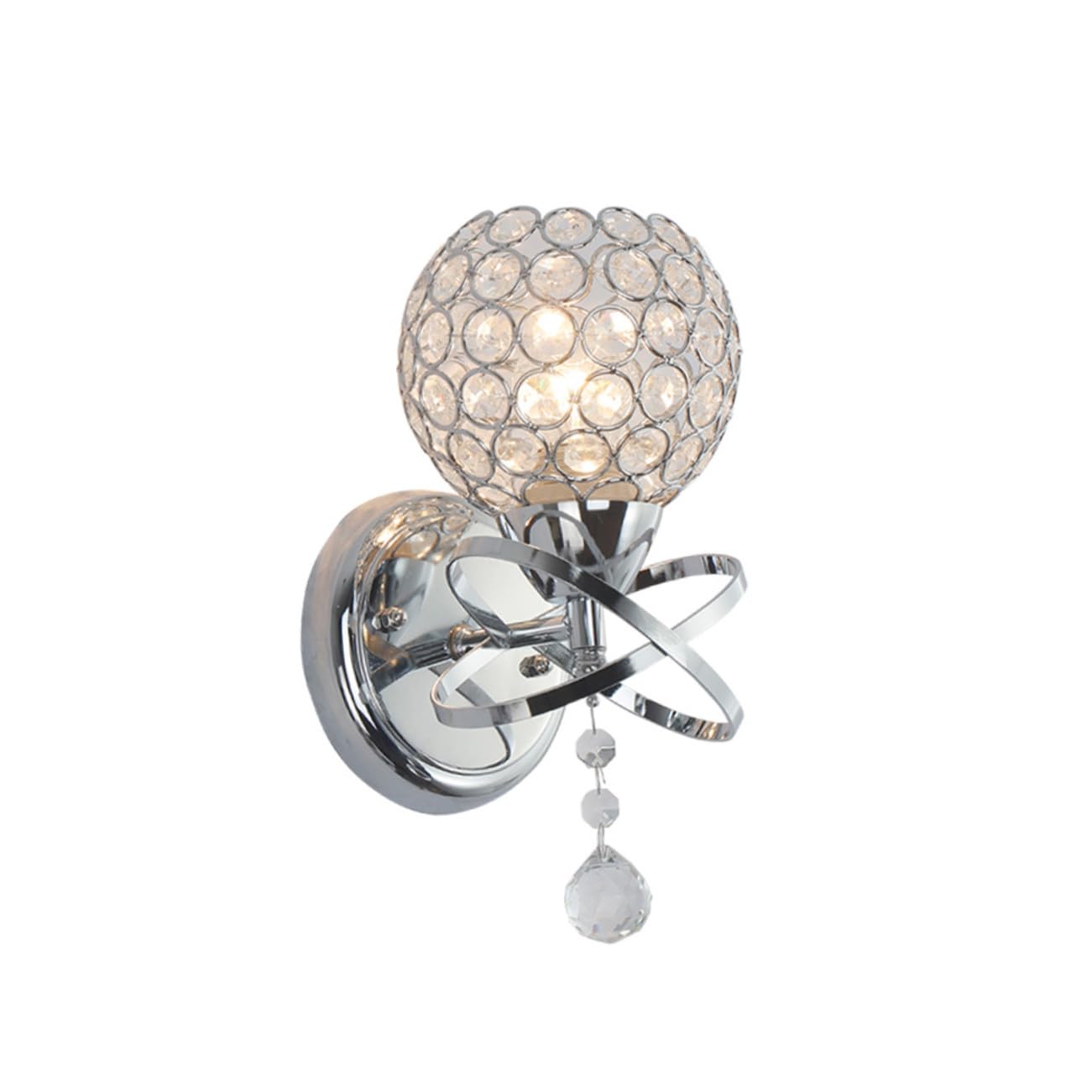 Lámpara de pared de cristal moderna LED y acero plata para sala y pasillo 8
