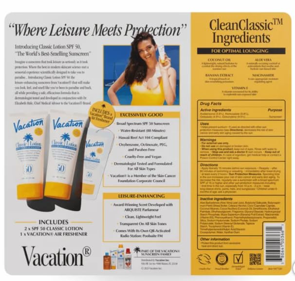 Classic Lotion, SPF 50, 6 fl oz Duo and Air Freshener