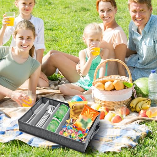 Cyiecw Cutlery Tray with Lid, Portable Cutlery Storage Cutlery Tray, Cutlery Box with 5 Adjustable Compartments, Cutlery Organiser for Knife, Fork and Spoon (42.5 x 29.5 x 8 cm) - Image 7