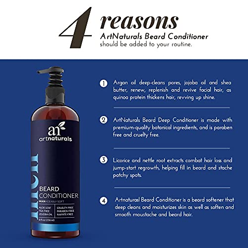 Artnaturals Natural Beard Deep Conditioner - (8 Fl Oz / 236Ml) - Infused With Aloe Vera, Tea Tree And Jojoba Oil #TOP5
