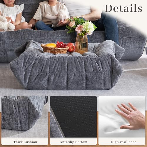Image of HABUTWAY Bean Bag Ottoman,Memory Foam Foot Rest,Ottoman,Grey | Fireside Chair Ottoman,Memory Foam Lazy Bean Bag Sofa for Living Room,Bedroom,Dorm,Office