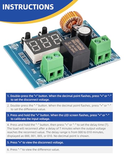 12V-36V DC Voltage Protection Module Digital Low Voltage Protector Disconnect Switch Cut Off Over Discharge Protection Module Pack of 24