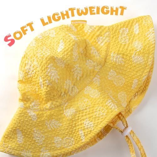 Image of HONGTEYA Baby Sun Hat Toddler Girl Beach Hat Sun Protection Adjustable Outdoor Summer Wide Brim Bucket Hat for Infant Kids