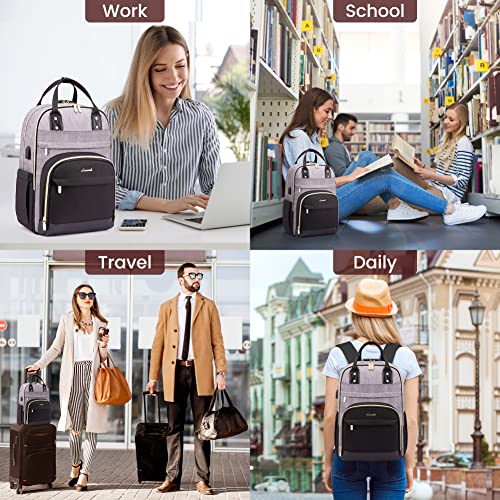 LOVEVOOK-Laptop-Backpack-for-Women-Fashion-Travel-Work-Anti-theft-Bag-with-Lock-Business-Computer-Backpacks-Purse-College-School-Student-Bookbag-Fits-17-Inch-Laptop-Grey-Black-Black