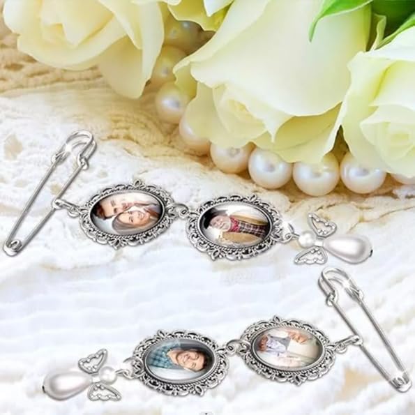 BetterJonny Wedding Bouquet Photo Charms, DIY Bouquet Picture Charm Pin Brooch Making Kit Oval Bouquet Charm for Wedding - Image 5