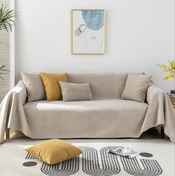 jianyana Sofa Covers Soft Durable Reversible Chenille Sofa Slipcover Couch Covers Modern Plaid Universal Furniture Protector for 1 2 3 4 Seater Sofa Loveseat L-shape Corner Futon Sofas