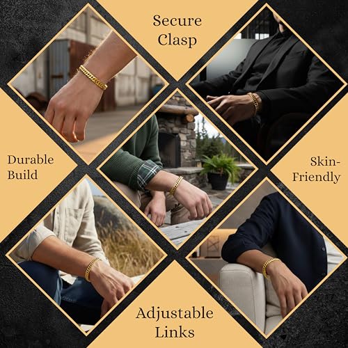Pulsera de eslabones cubanos acero inoxidable para hombre miniatura 6