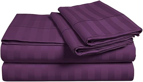 Miniatura 9 de Juego de sábanas para sofá cama tamaño Queen con rayas negras, 100% algodón de 400 hilos, juego de sábanas para sofá cama de 4 piezas, sábanas