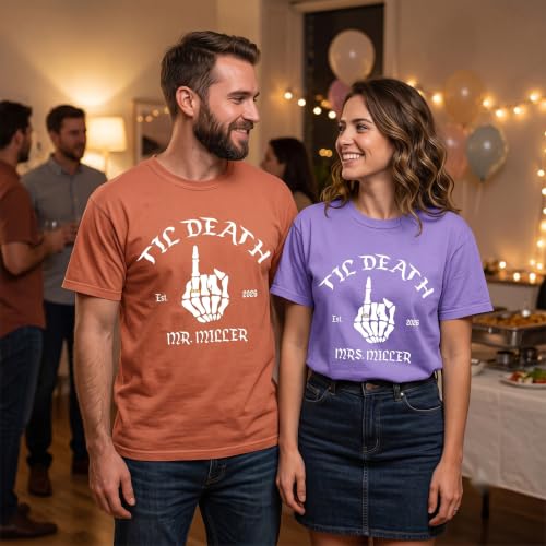 Image of Anniversary Matching Shirts, for Couple, Heart Design T-Shirt Set, Wedding Present, Honeymoon Outfit