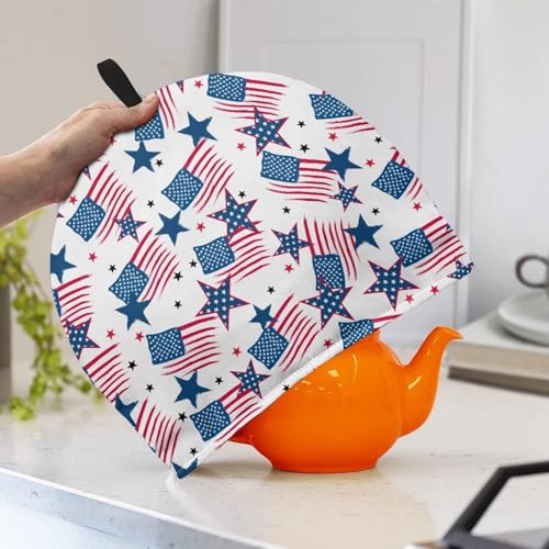 Image of American Flag Teapot Warmer Tea Pot Cover Keep Tea Warm Insulation Teapot Cozies Kettle Cover 4th of July Independence Memorial Day Decor