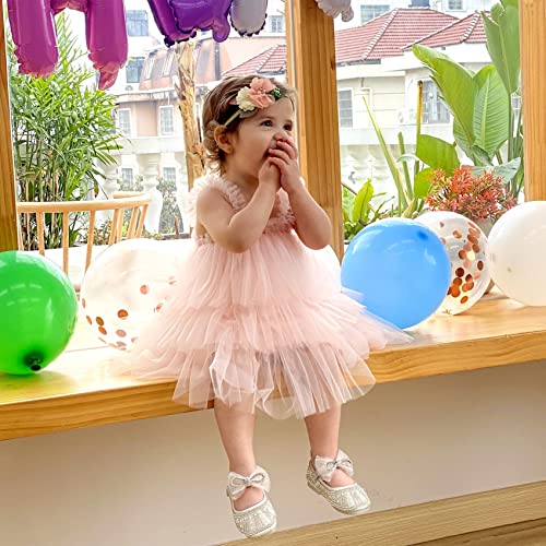 Baby Girl First Birthday Outfits Fancy Tulle Flower Girl Tutu Dress For Wedding Guest 1St Birthday Photoshoot Blush Baby Pink 6 Months #TOP3