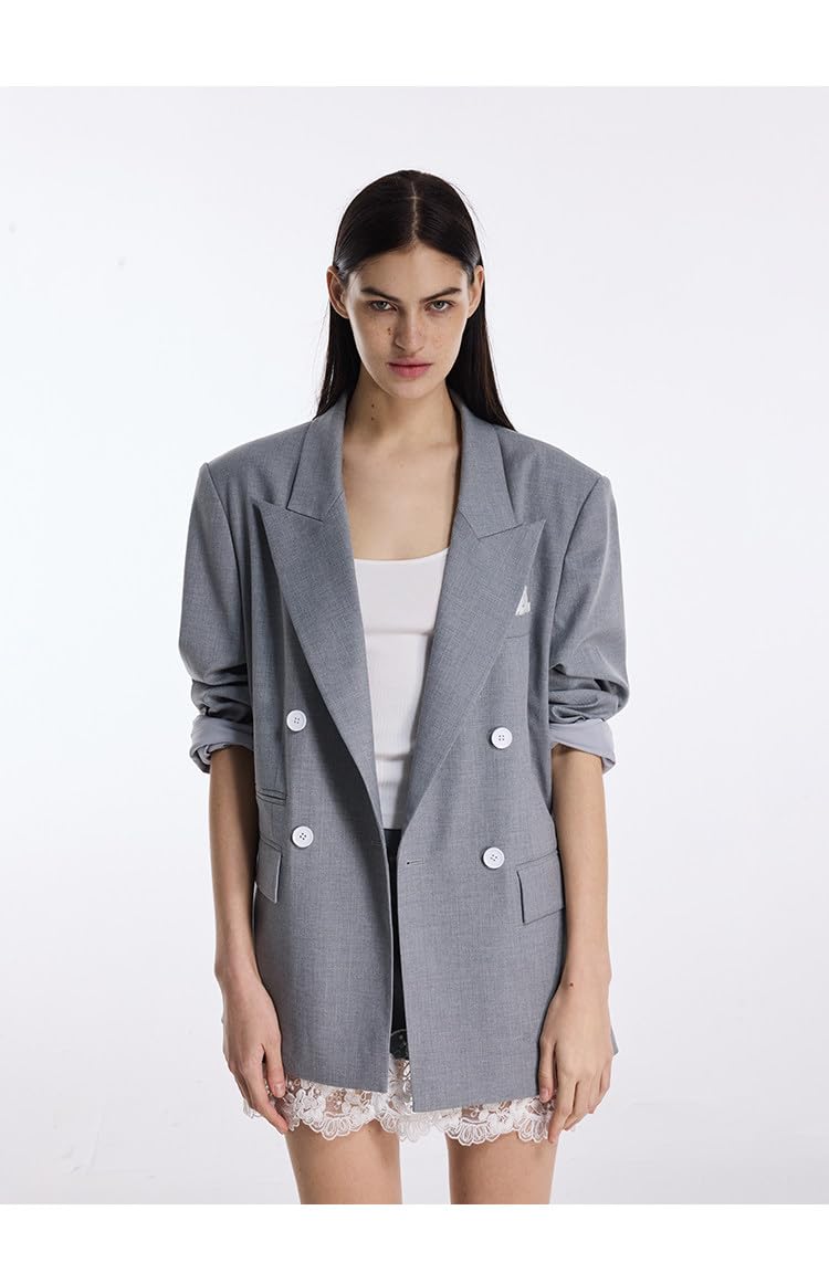 Donna Tutti i Giorni Vestito Cappotto Doppio Petto Bottoni Smoking Blazer per Il Partito
