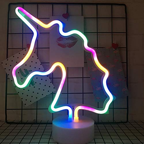 ENUOLI Colorful Magical Unicorn LED Neon Sign Light Motif Night Lamp with Base - Table Wall Decoration for Family Birthday Holiday Wedding Party Supplies
