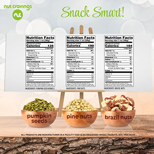 Raw Brazil Nuts + Raw Pumpkin Seeds + Raw Pine Nuts Bundle (16Oz Bags) - Bundle Of 3 #TOP1