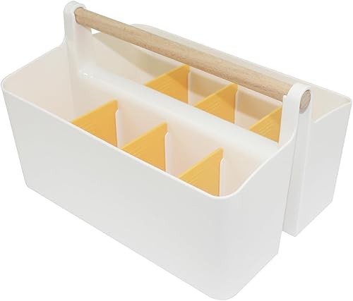 Organizador grande y portátil con asa, organizador de almacenamiento de plástico para suministros de arte, cesta organizadora con divisor ajustable